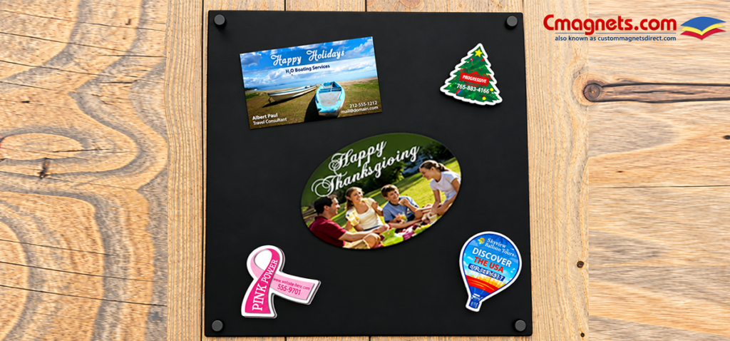 Seasonal magnets featuring breast cancer awareness, Christmas, Thanksgiving, and other holiday-themed designs for year-round promotions.