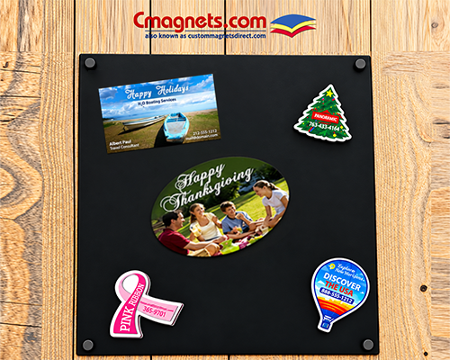 Seasonal magnets featuring breast cancer awareness, Christmas, Thanksgiving, and other holiday-themed designs for year-round promotions.