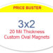 3x2 Inch Oval Shape Custom Printed Full Color Magnets