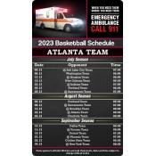 3.5x6 Custom One Team Atlanta Team Basketball Schedule Round Corners Emergency Ambulance Magnets 20 Mil Round Corners