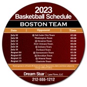 5.25 Inch Custom One Team Boston Team Basketball Schedule Circle Law Firm Magnets - Outdoor & Car Magnets 35 Mil