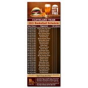 3.5x9 Custom One Team Cleveland Team Basketball Schedule Burger Cafe Business Card Magnets 20 Mil
