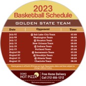 5.25 Inch Custom One Team Golden State Team Basketball Schedule Circle Pizza Magnets - Outdoor & Car Magnets 35 Mil