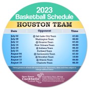 5.25 Inch Custom One Team Houston Team Basketball Schedule Circle Cocktail Bar Magnets - Outdoor & Car Magnets 35 Mil