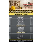3.5x6 Custom One Team Indiana Team Basketball Schedule Builders and Developers Magnets 20 Mil Round Corners