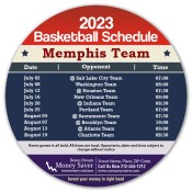 5.25 Inch Custom One Team Memphis Team Basketball Schedule Circle Investment Solutions Magnets - Outdoor & Car Magnets 35 Mil