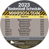 5.25 Inch Custom One Team Minnesota Team Basketball Schedule Circle Construction Magnets - Outdoor & Car Magnets 35 Mil