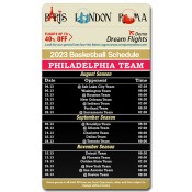 3.5x6 Custom One Team Philadelphia Team Basketball Schedule Air Travel Magnets 20 Mil Round Corners