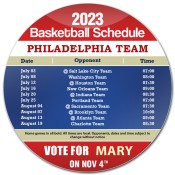 5.25 Inch Custom One Team Philadelphia Team Basketball Schedule Circle Political Magnets - Outdoor & Car Magnets 35 Mil