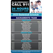 3.5x6 Custom One Team Sacramento Team Basketball Schedule Emergency Care Magnets 20 Mil Round Corners