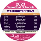 5.25 Inch Custom One Team Washington Team Basketball Schedule Circle Floral Services Magnets - Outdoor & Car Magnets 35 Mil