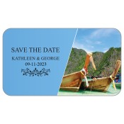 3.5x2 Custom Traditional Thai boat Wedding Save the Date Magnets 20 Mil Round Corners
