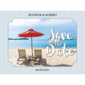 4x3 Custom Umbrella with Stripes Wedding Save the Date  Magnets 20 Mil Square Corners