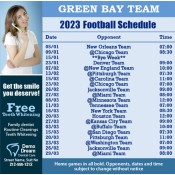 5x5 Custom One Team Green Bay Team Football Schedule Dental Care Magnets 20 Mil Square Corners