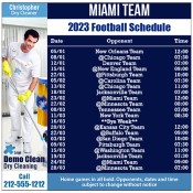5x5 Custom One Team Miami Team Football Schedule Dry Cleaner Magnets 20 Mil Square Corners