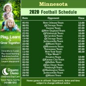 5x5 Custom One Team Minnesota Team Football Schedule Day Care Magnets 20 Mil Square Corners