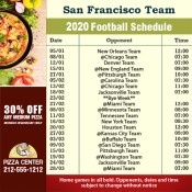 5x5 Custom One Team San Francisco Team Football Schedule Pizza Magnets 20 Mil Square Corners