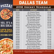 5x5 Custom Printed One Team Dallas Team Hockey Schedule Pizza Magnets 20 Mil Square Corners