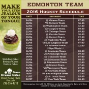 5x5 Custom One Team Edmonton Team Hockey Schedule Bakery Magnets 20 Mil Square Corners