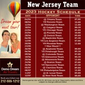 5x5 Custom One Team New Jersey Team Hockey Schedule Air Travel Magnets 20 Mil Square Corners