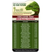 3.875x7.25 Custom One Team Vancouver Team Hockey Schedule Bump Shape Tree Care Magnets 20 Mil