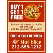 3x4 Custom Pizza Coupon Card Magnets 25 Mil Square Corners