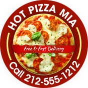 3 Inch Custom Circle Shaped Pizza Magnets 20 Mil