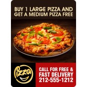 3x4 Custom Pizza Magnetic Card Magnets 20 Mil Square Corners