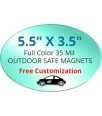 5.5x3.5 Custom Oval Shaped Magnets - Outdoor & Car Magnets 35 Mil