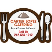2.87x2 Custom Delivery Plate & Silverware Shape Catering and Restaurant Magnets 20 Mil