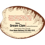 3.313x4.5 Custom Clam Shaped Seafood Restaurant Magnets 20 Mil