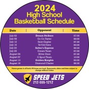 5.25 Inch Custom School Sports Basketball Schedule Circle Magnets - Outdoor & Car Magnets 35 Mil