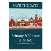 5x7 Custom Cute Town at Christmas Season Wedding Save the Date Magnets 25 Mil Square Corners
