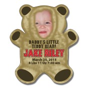 4x4.625 Promotional Logo Teddy Bear Shaped Announcement Magnets 25 Mil