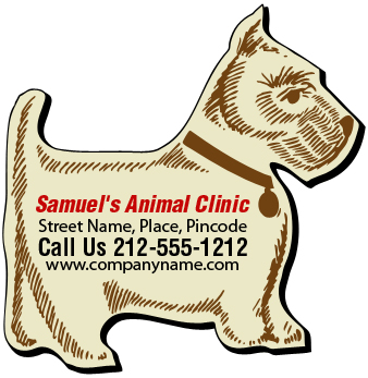 Custom 2.25x2.31 inch Dog Shape Animal Clinic Magnets 20 Mil