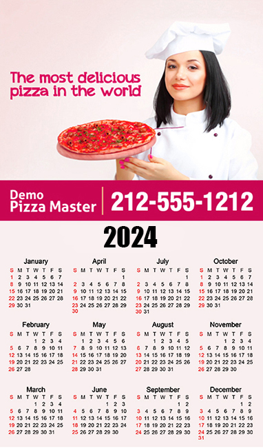 2.91x4.94 Custom Pizza Calendar Magnets 20 Mil