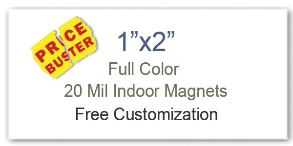 1x2 Custom Magnets 20 Mil Square Corners