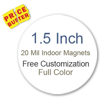 1.5 Inch Custom Refrigerator Circle Magnets 20 Mil