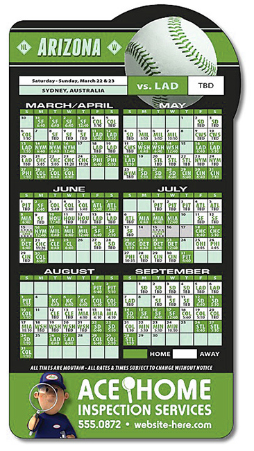Sports Schedule Baseball Shape Magnets 25 Mil