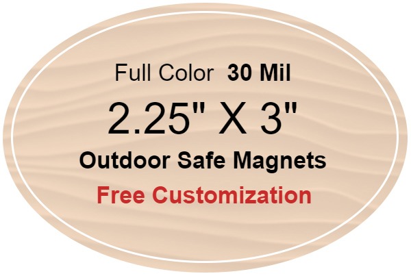 2.25x3 Custom Oval Magnets - Outdoor & Car Magnets 35 Mil