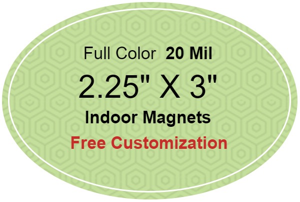 2.25x3 Inch Custom Oval Shape Magnets 20 Mil