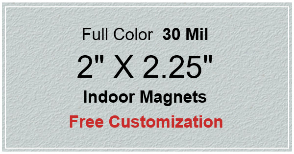2x2.25 Customized Rectangle Shaped Indoor Magnets 35 Mil Square Corners