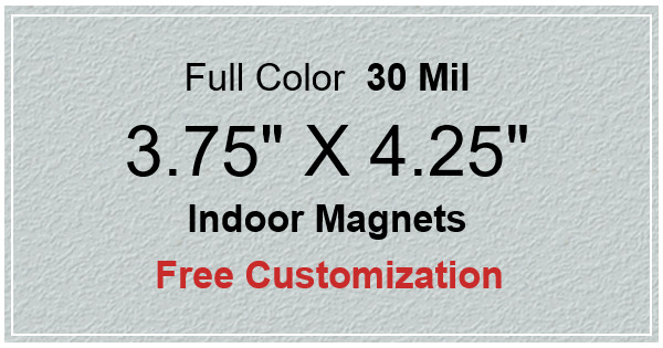 3.75x4.25 Custom Indoor Magnets 35 Mil Square Corners