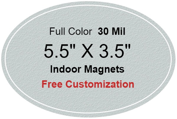5.5x3.5 Custom Oval Shaped Indoor Magnets 35 Mil