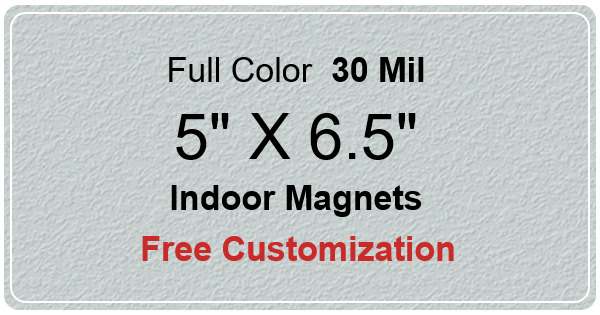 5x6.5 Customized Indoor Magnets 35 Mil Round Corners