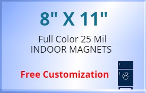 8x11 Customized Magnets 25 Mil Square Corners