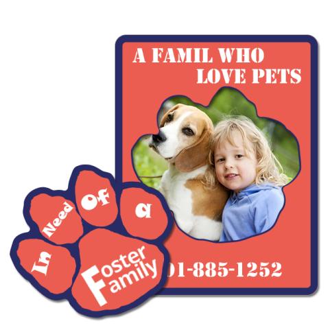 3.5x4.5 Custom Imprinted Picture Frame Paw Print Punch Magnets 25 Mil
