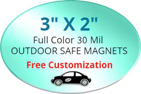3x2 Custom Printed Oval Magnets - Outdoor & Car Magnets 35 Mil